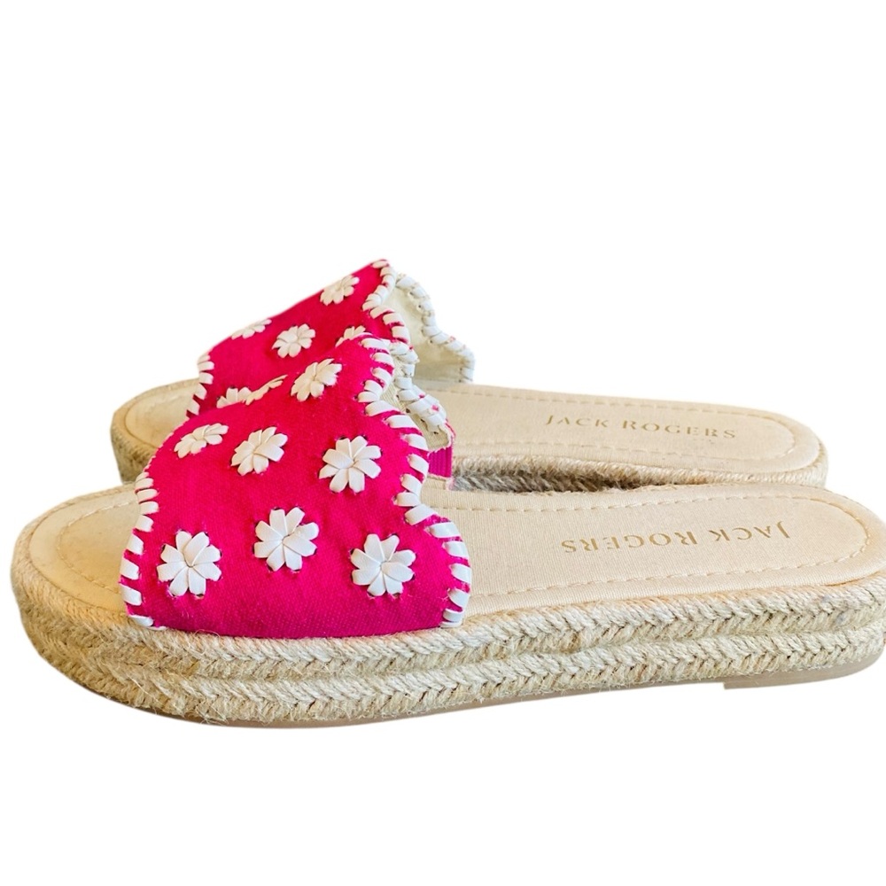 Jack Rogers Palmer Espadrille Pink & White Slide-On Platform Sandals Size 9 - Picture 3 of 8